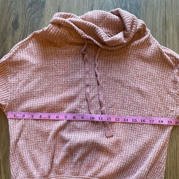 Anthropologie Saturday Sunday Pink Waffle Knit Cowl Neck Loungewear Sweater - Picture 8 of 8